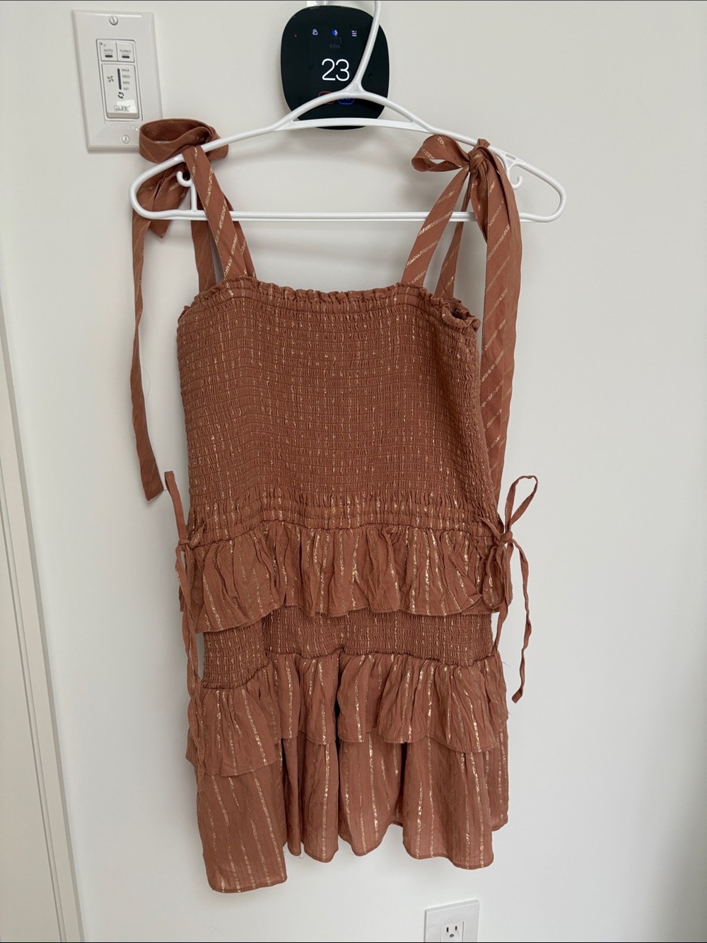 House of Harlow 1960 Corinne Shirred Ruffle Mini Dress